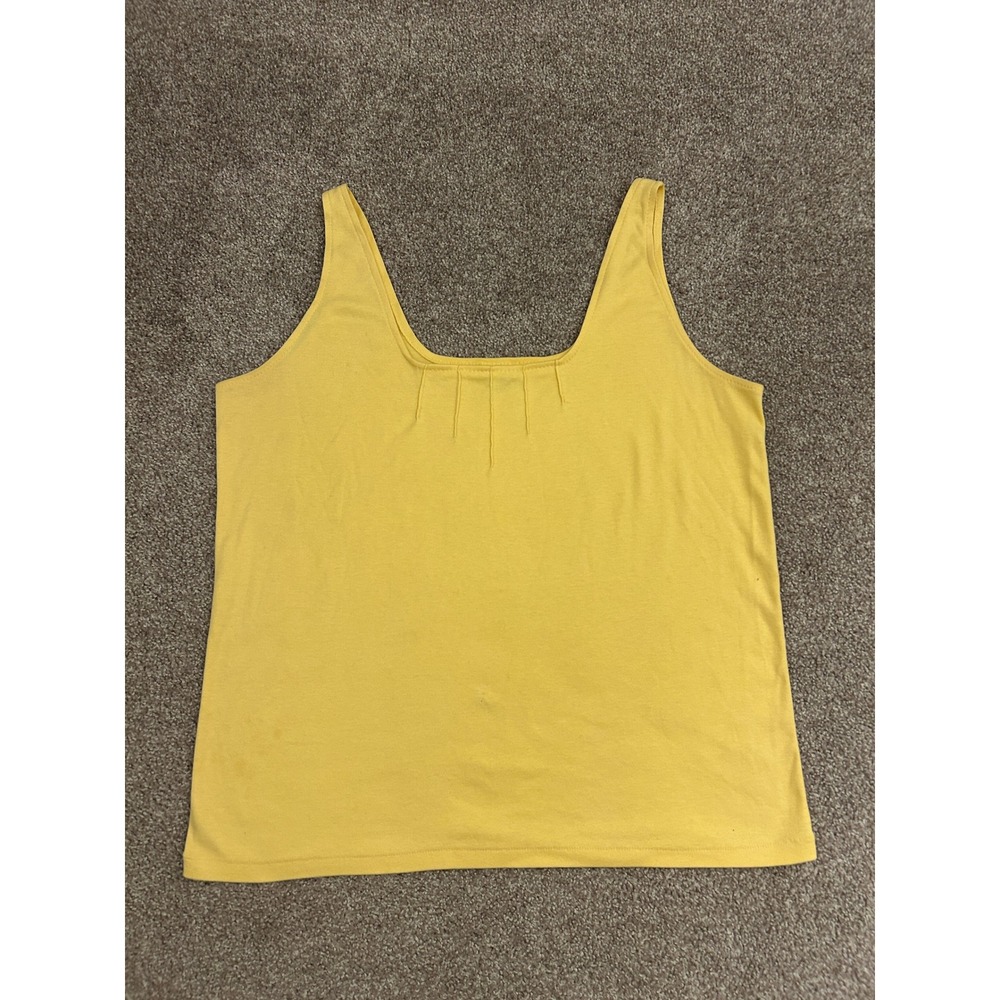 90s Y2K C.Mc.E Fashions Tank Top Womens XL Yellow Good Pleated Scoop Neck Cotton